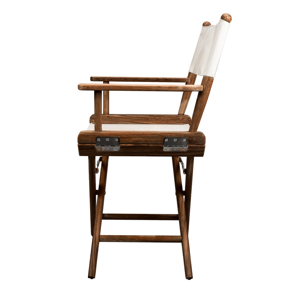 Brown and Ivory and Natural Wood Solid Wood Indoor Outdoor Director Chair By Homeroots | Outdoor Chairs | Modishstore - 3
