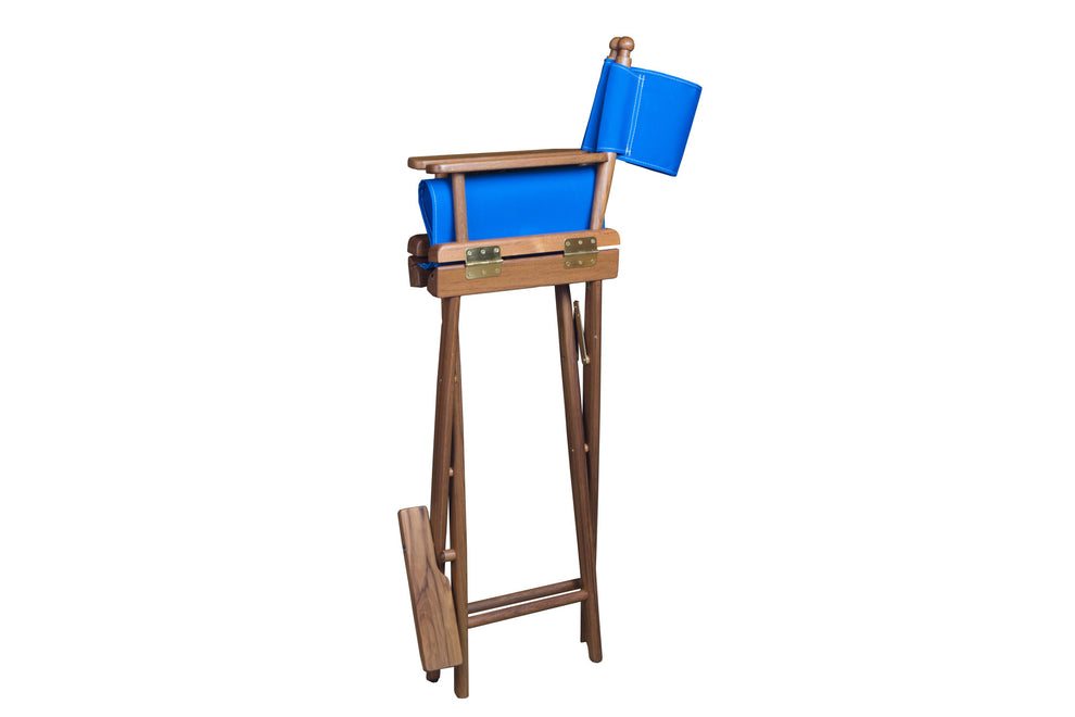 Blue and Brown Solid Wood Indoor Outdoor Director Chair By Homeroots | Outdoor Chairs | Modishstore - 3