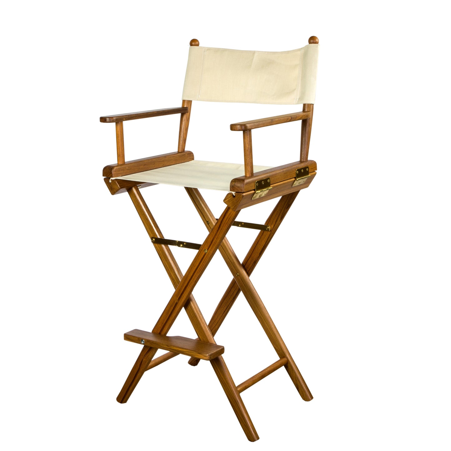 Ivory and Brown Solid Wood Indoor Outdoor Director Chair By Homeroots | Outdoor Chairs | Modishstore - 2