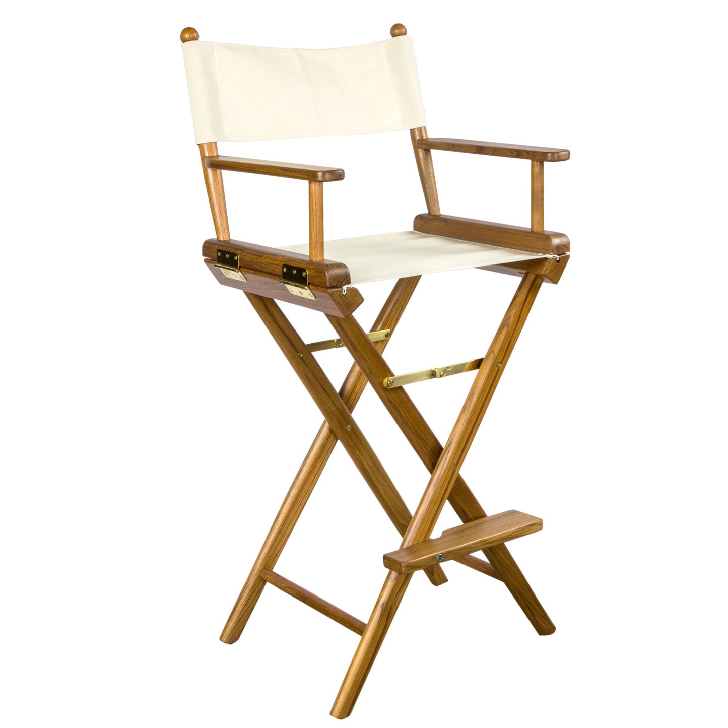 Ivory and Brown Solid Wood Indoor Outdoor Director Chair By Homeroots | Outdoor Chairs | Modishstore - 3