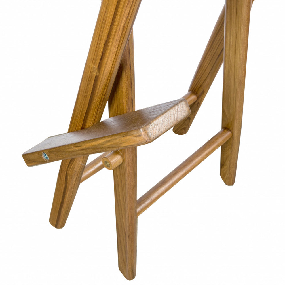 Ivory and Brown Solid Wood Indoor Outdoor Director Chair By Homeroots | Outdoor Chairs | Modishstore - 5