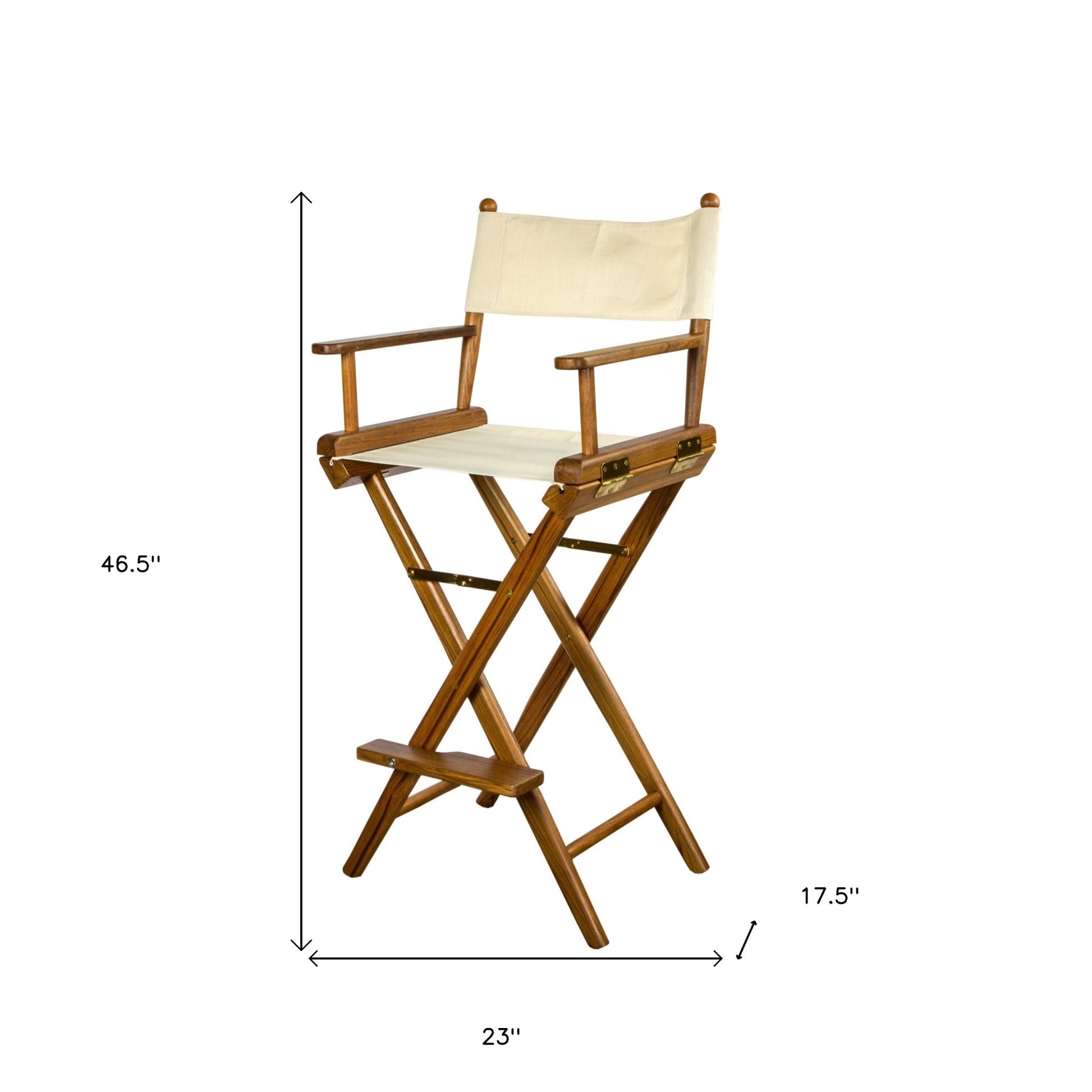 Ivory and Brown Solid Wood Indoor Outdoor Director Chair By Homeroots | Outdoor Chairs | Modishstore - 6
