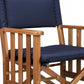 Navy Blue and Natural Wood Solid Wood Indoor Outdoor Director Chair with Navy Blue Cushion By Homeroots | Outdoor Chairs | Modishstore - 4