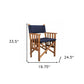 Navy Blue and Natural Wood Solid Wood Indoor Outdoor Director Chair with Navy Blue Cushion By Homeroots | Outdoor Chairs | Modishstore - 5