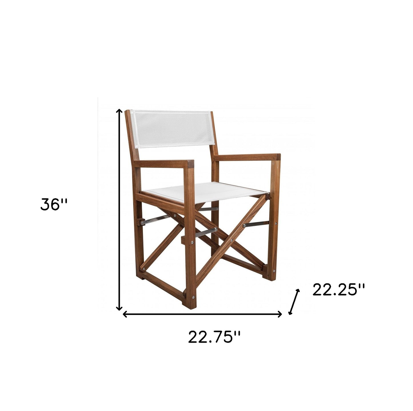 White and Natural Wood Solid Wood Indoor Outdoor Director Chair By Homeroots | Outdoor Chairs | Modishstore - 3