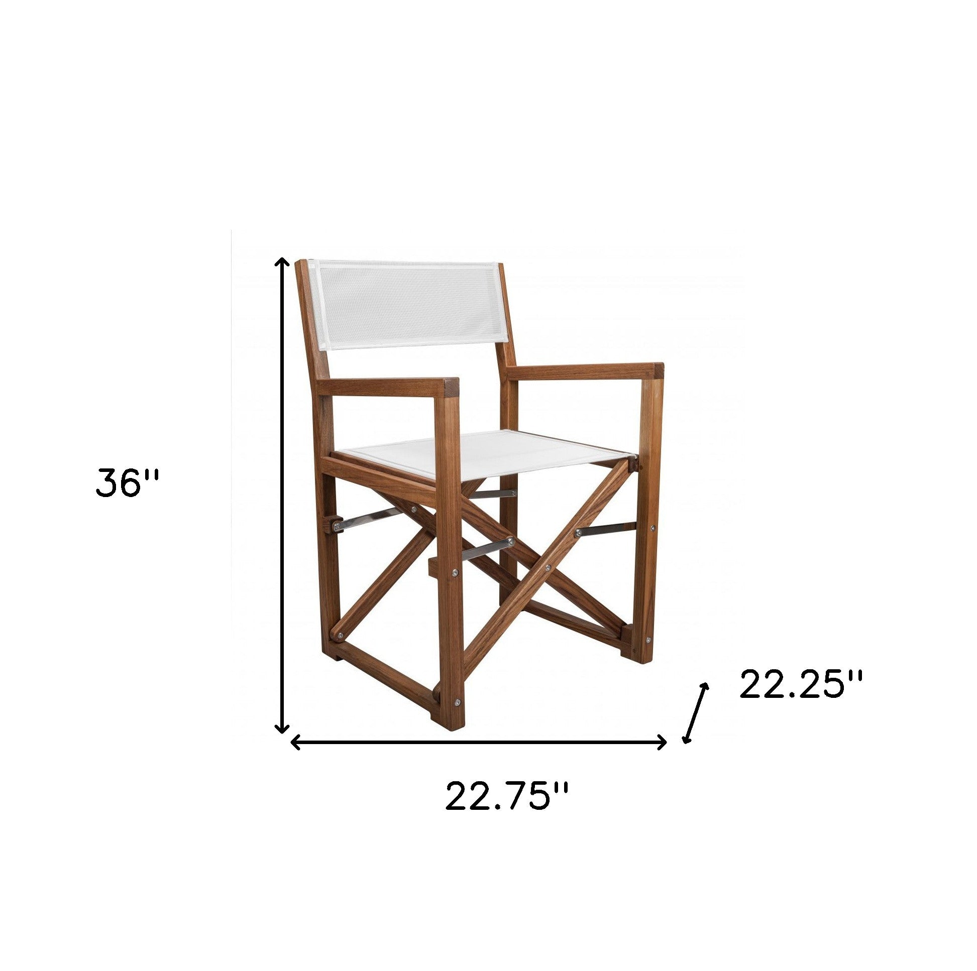 White and Natural Wood Solid Wood Indoor Outdoor Director Chair By Homeroots | Outdoor Chairs | Modishstore - 3