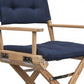 Navy Blue And Brown Solid Wood Director Chair With Navy Blue Cushion By Homeroots | Outdoor Chairs | Modishstore - 3