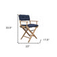 Navy Blue And Brown Solid Wood Director Chair With Navy Blue Cushion By Homeroots | Outdoor Chairs | Modishstore - 4
