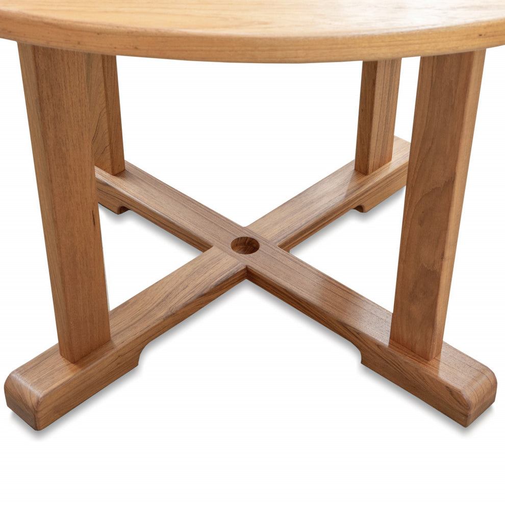 Brown Round Solid Teak Wood Dining Table By Homeroots | Dining Tables | Modishstore - 3