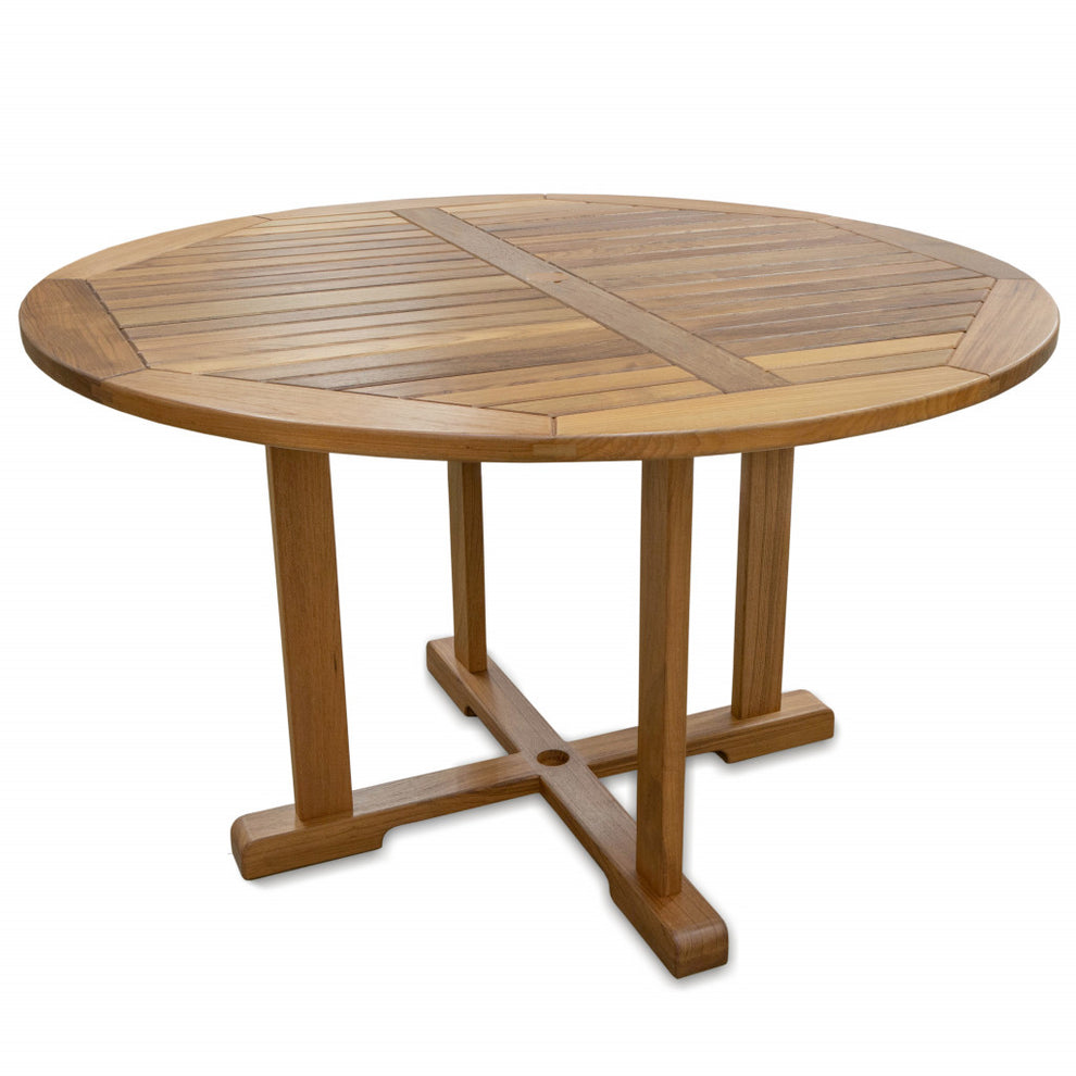 Brown Round Solid Teak Wood Dining Table By Homeroots | Dining Tables | Modishstore - 5