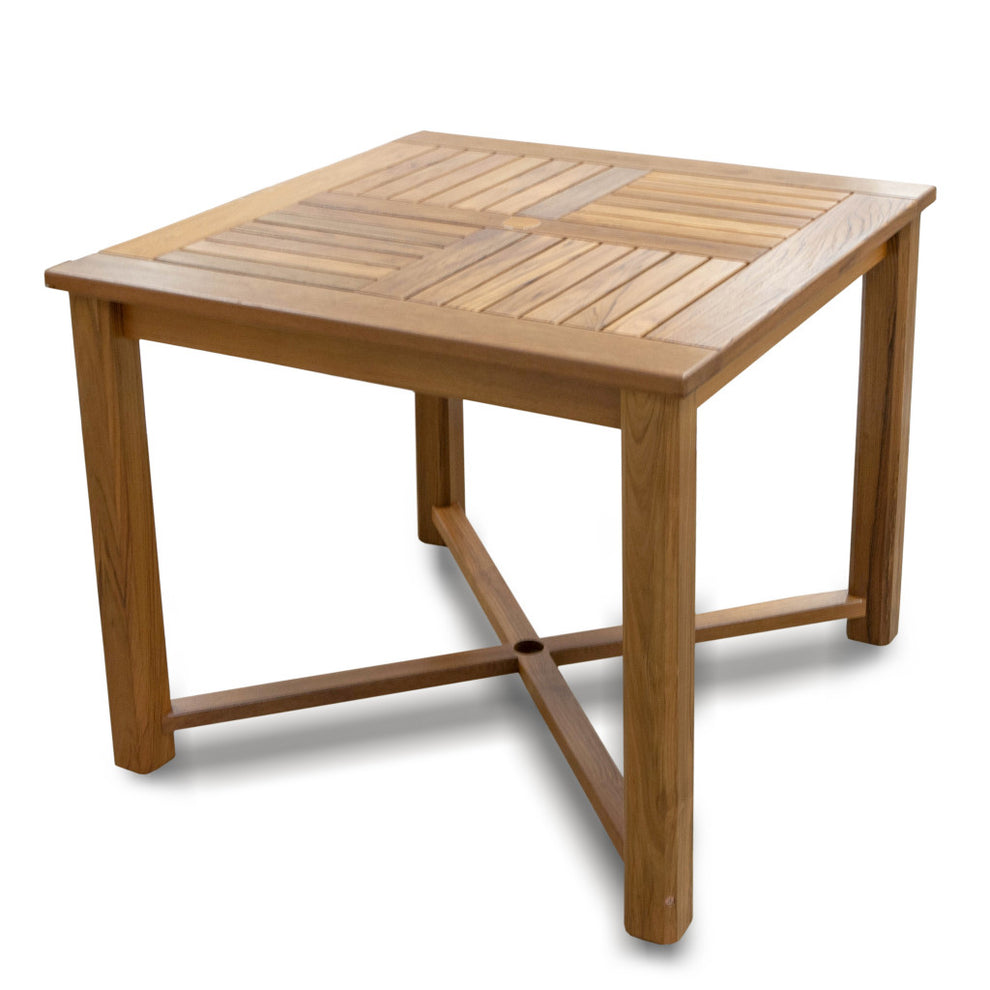 Brown Square Solid Wood Trestle Base Dining Table By Homeroots | Dining Tables | Modishstore - 5