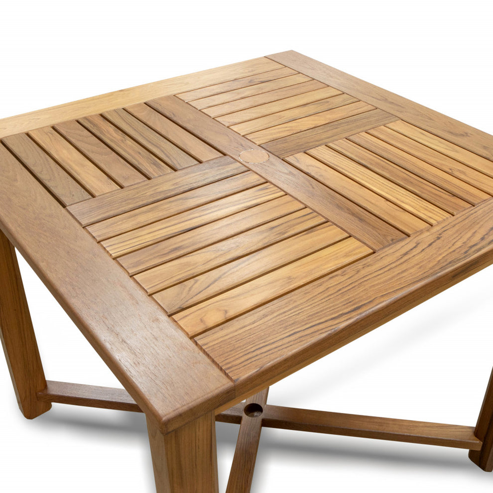 Brown Square Solid Wood Trestle Base Dining Table By Homeroots | Dining Tables | Modishstore - 3