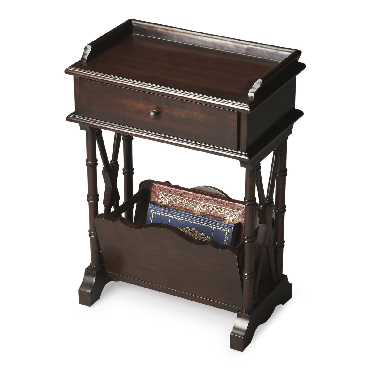Black Solid and Manufactured Wood End Table With Drawer And Shelf With Magazine Holder By Homeroots | End Tables | Modishstore - 1