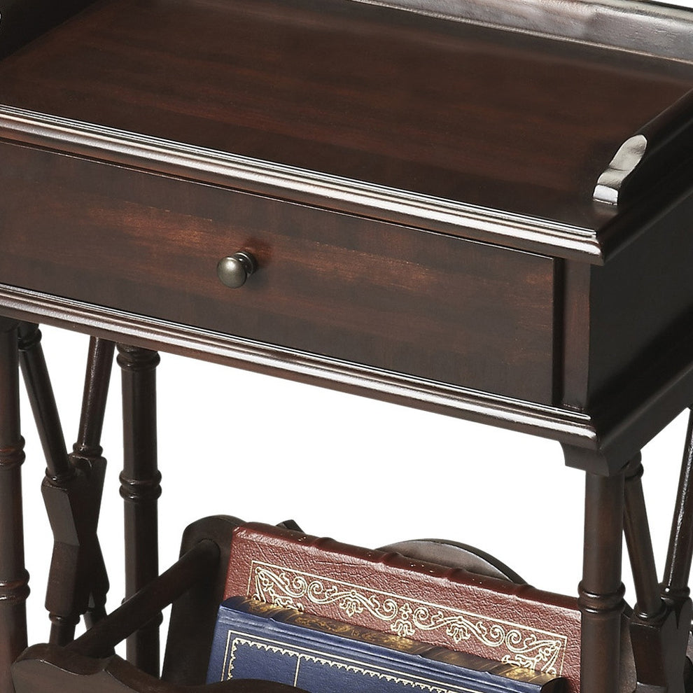 Black Solid and Manufactured Wood End Table With Drawer And Shelf With Magazine Holder By Homeroots | End Tables | Modishstore - 3