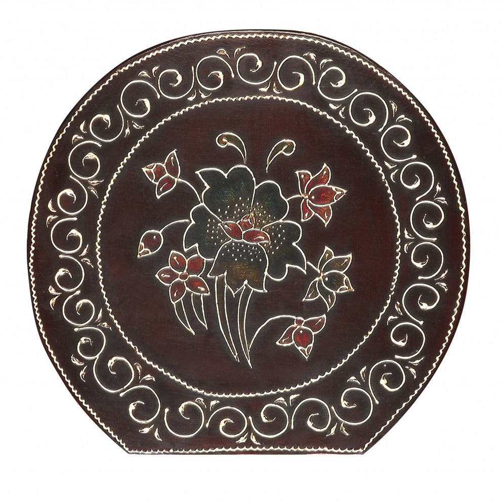 Warm Brown Hand Painted Floral 3D Elephant End Table By Homeroots | End Tables | Modishstore - 7