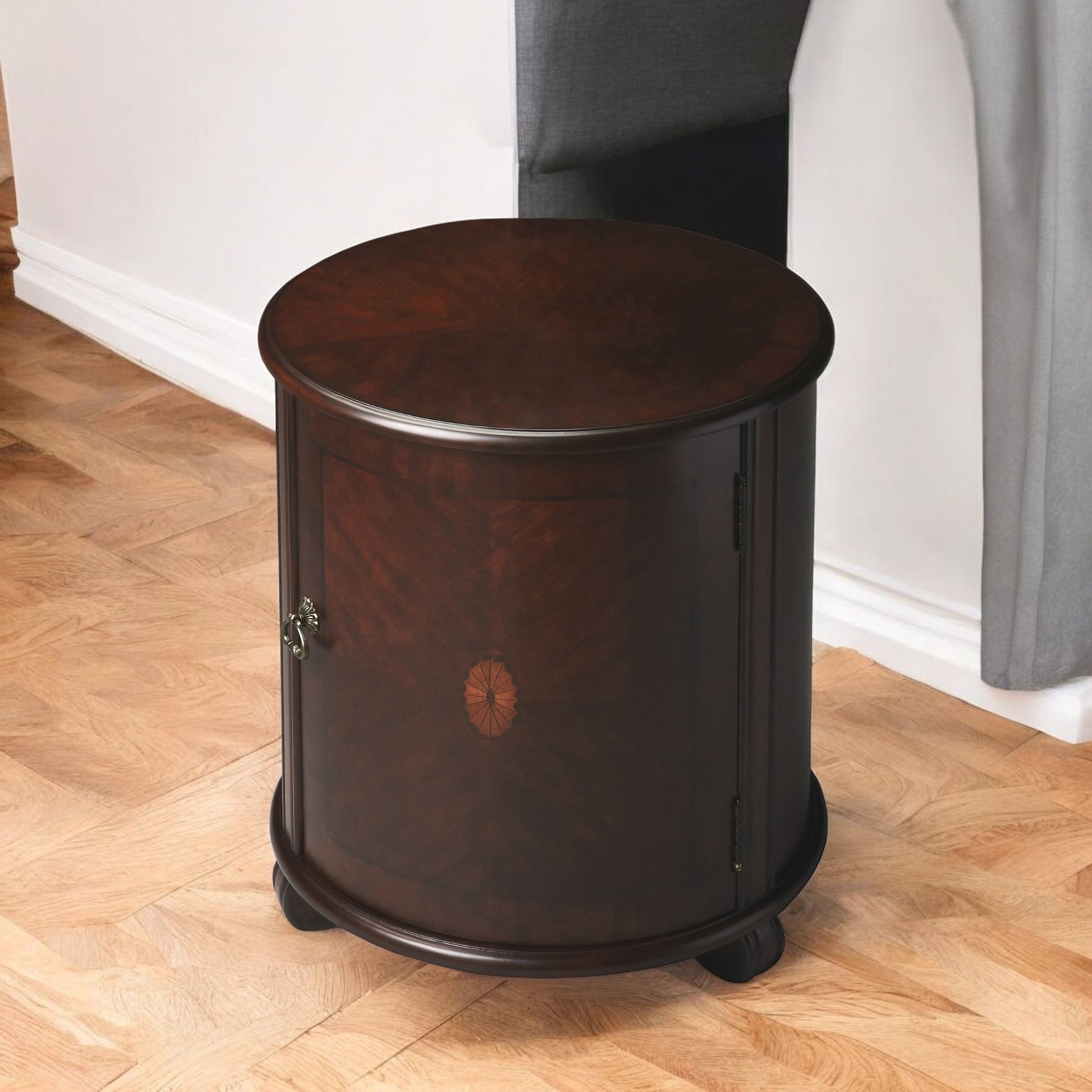 Dark Brown Round End Table By Homeroots | End Tables | Modishstore - 6