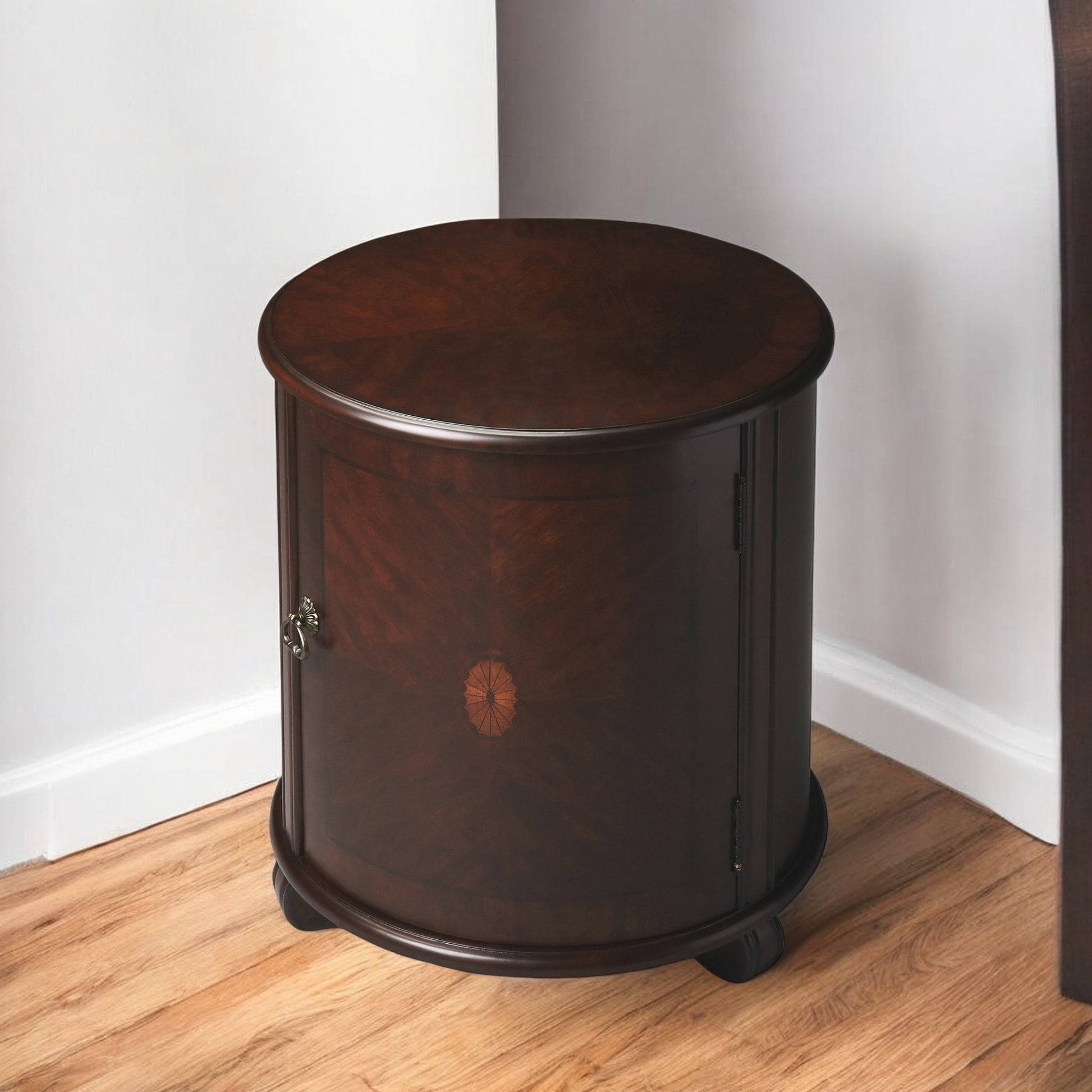 Dark Brown Round End Table By Homeroots | End Tables | Modishstore - 2