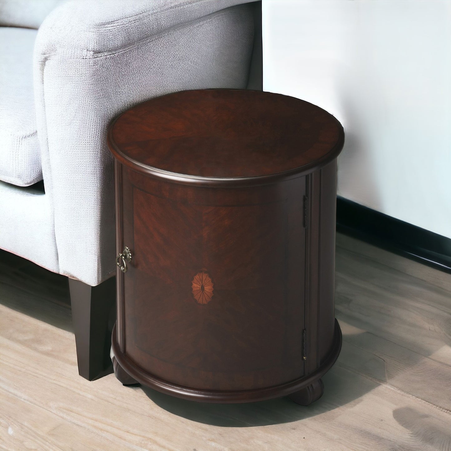 Dark Brown Round End Table By Homeroots | End Tables | Modishstore - 7
