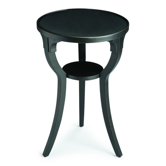 Black Manufactured Wood Round End Table With Shelf By Homeroots | End Tables | Modishstore - 1