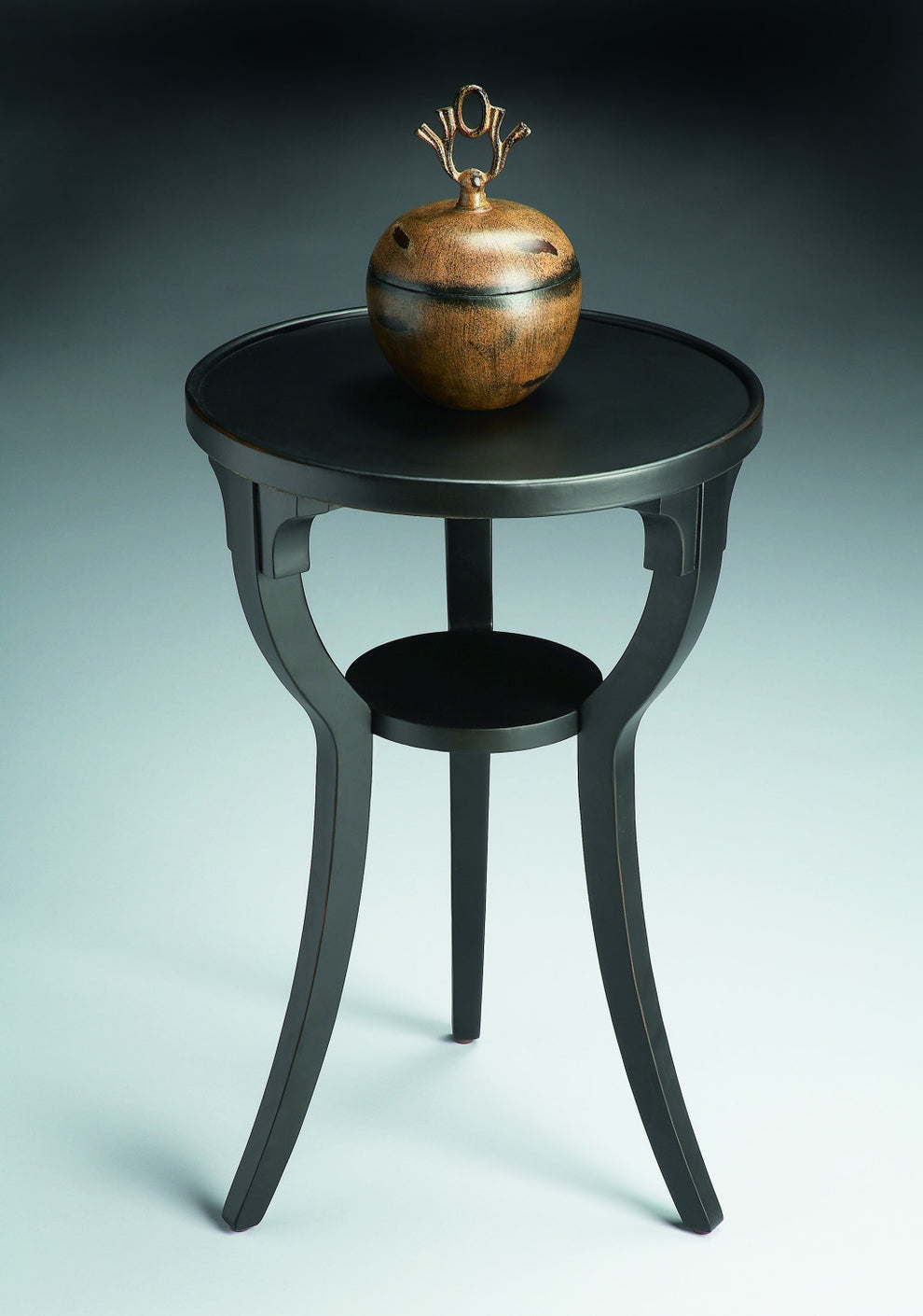 Black Manufactured Wood Round End Table With Shelf By Homeroots | End Tables | Modishstore - 7
