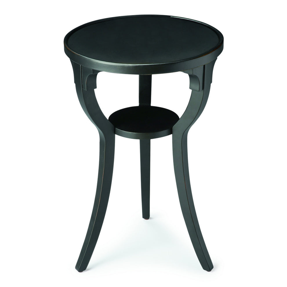 Black Manufactured Wood Round End Table With Shelf By Homeroots | End Tables | Modishstore - 2