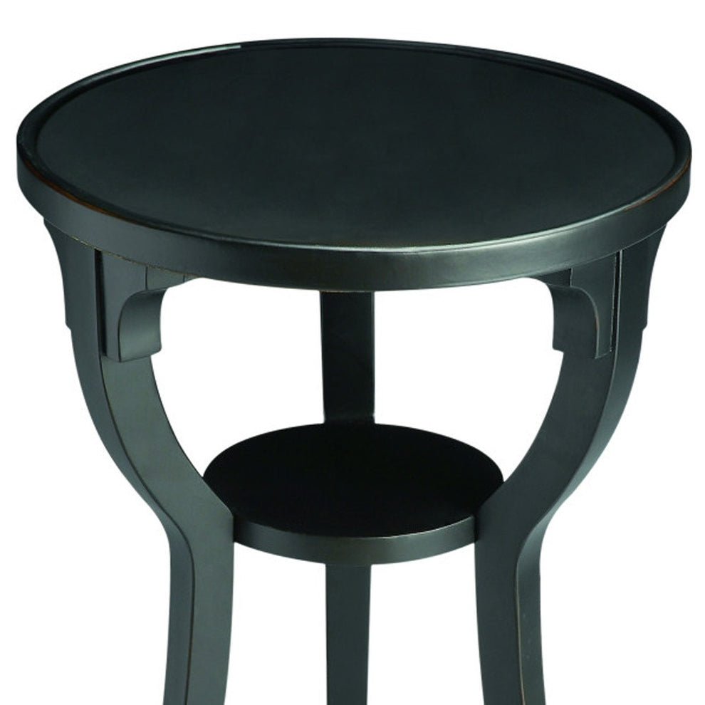 Black Manufactured Wood Round End Table With Shelf By Homeroots | End Tables | Modishstore - 4