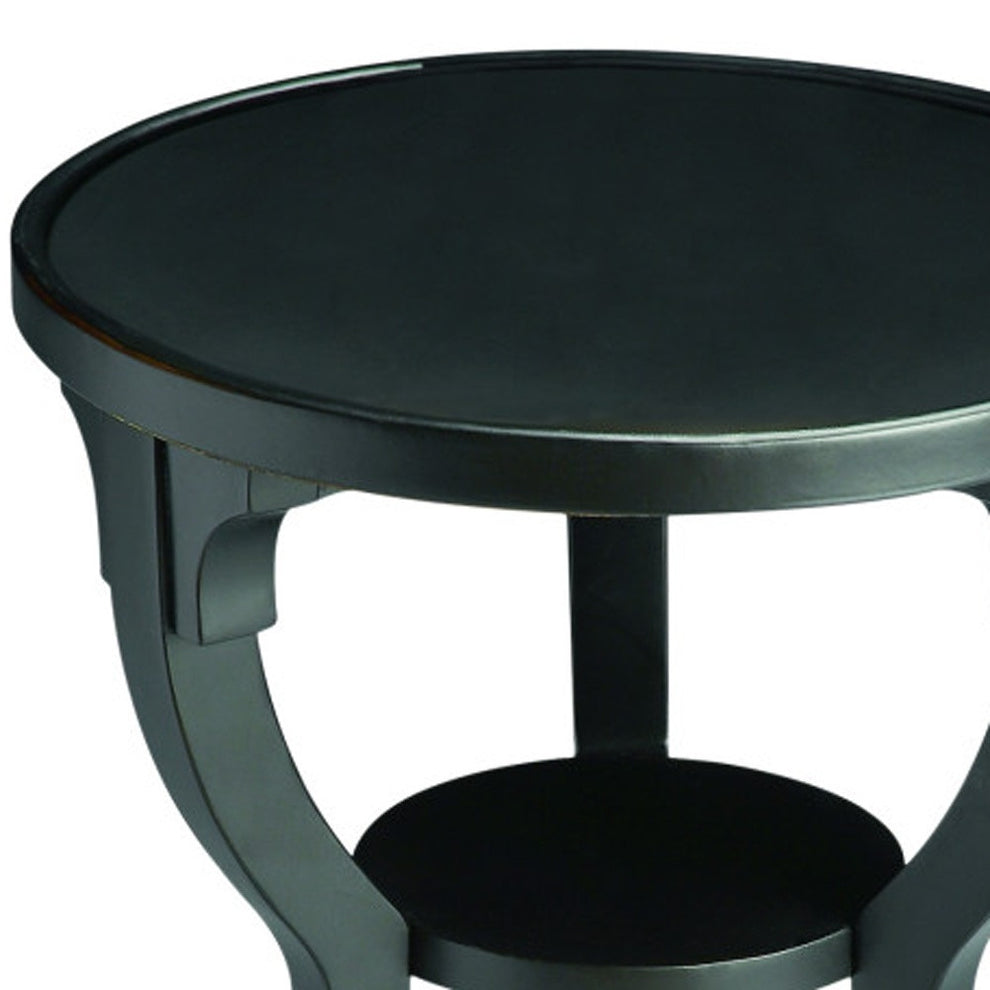 Black Manufactured Wood Round End Table With Shelf By Homeroots | End Tables | Modishstore - 5