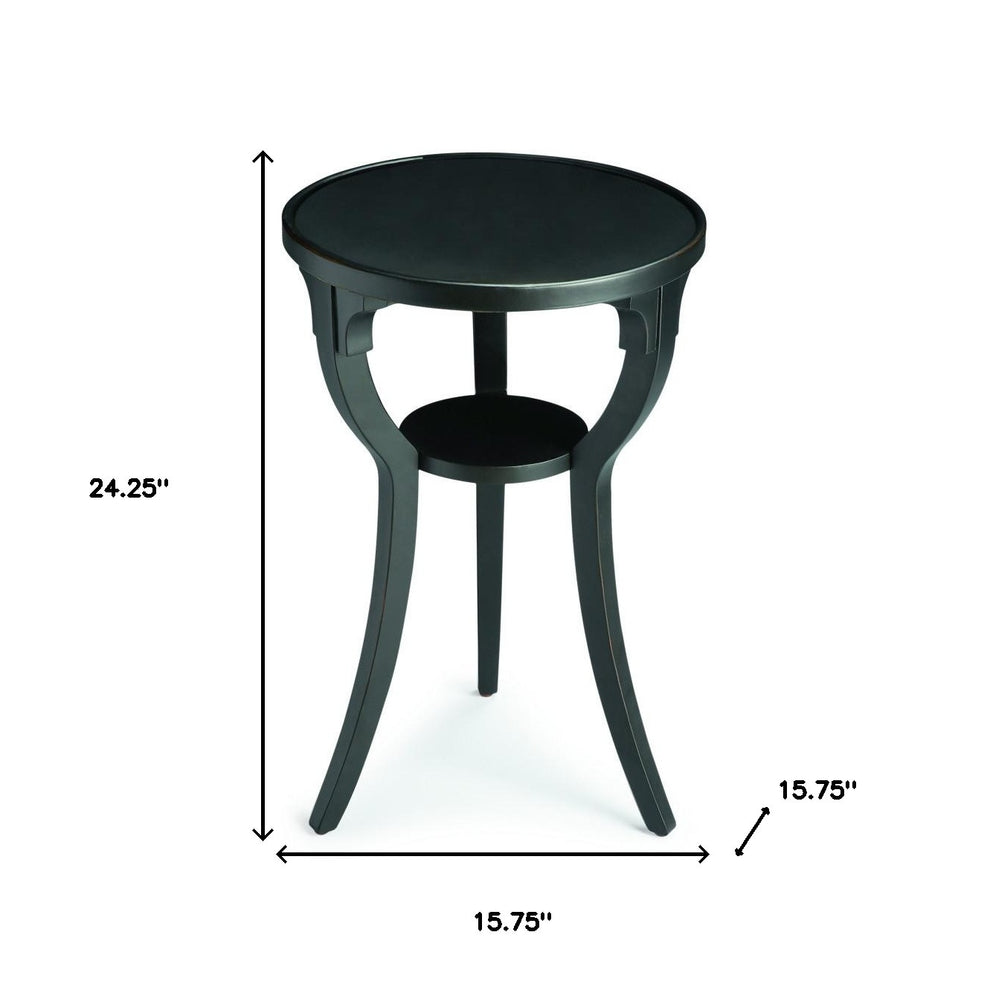 Black Manufactured Wood Round End Table With Shelf By Homeroots | End Tables | Modishstore - 6