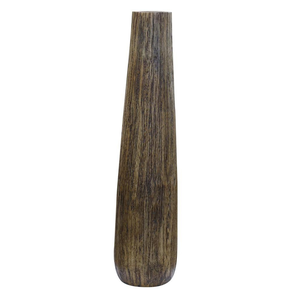 Brown Cylinder Wood Floor Vase By Homeroots | Vases | Modishstore - 6