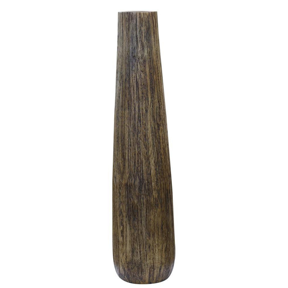 Brown Cylinder Wood Floor Vase By Homeroots | Vases | Modishstore - 3