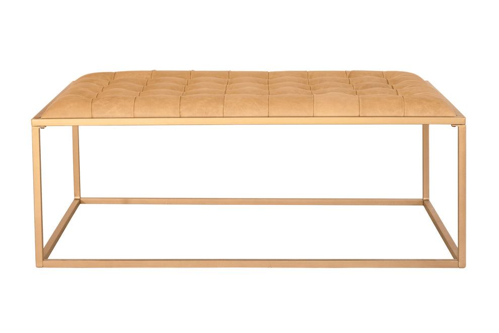 Gold And Brown Leather Rectangular Coffee Table By Homeroots | Coffee Tables | Modishstore - 3