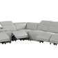 Light Gray Italian Leather Power Reclining U Shaped Seven Piece Corner Sectional With Console By Homeroots | Outdoor Sofas, Loveseats & Sectionals | Modishstore - 5