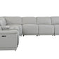 Light Gray Italian Leather Power Reclining U Shaped Seven Piece Corner Sectional With Console By Homeroots | Outdoor Sofas, Loveseats & Sectionals | Modishstore - 3