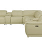 Beige Italian Leather Power Reclining U Shaped Eight Piece Corner Sectional With Console By Homeroots | Outdoor Sofas, Loveseats & Sectionals | Modishstore - 1