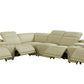 Beige Italian Leather Power Reclining U Shaped Eight Piece Corner Sectional With Console By Homeroots | Outdoor Sofas, Loveseats & Sectionals | Modishstore - 8