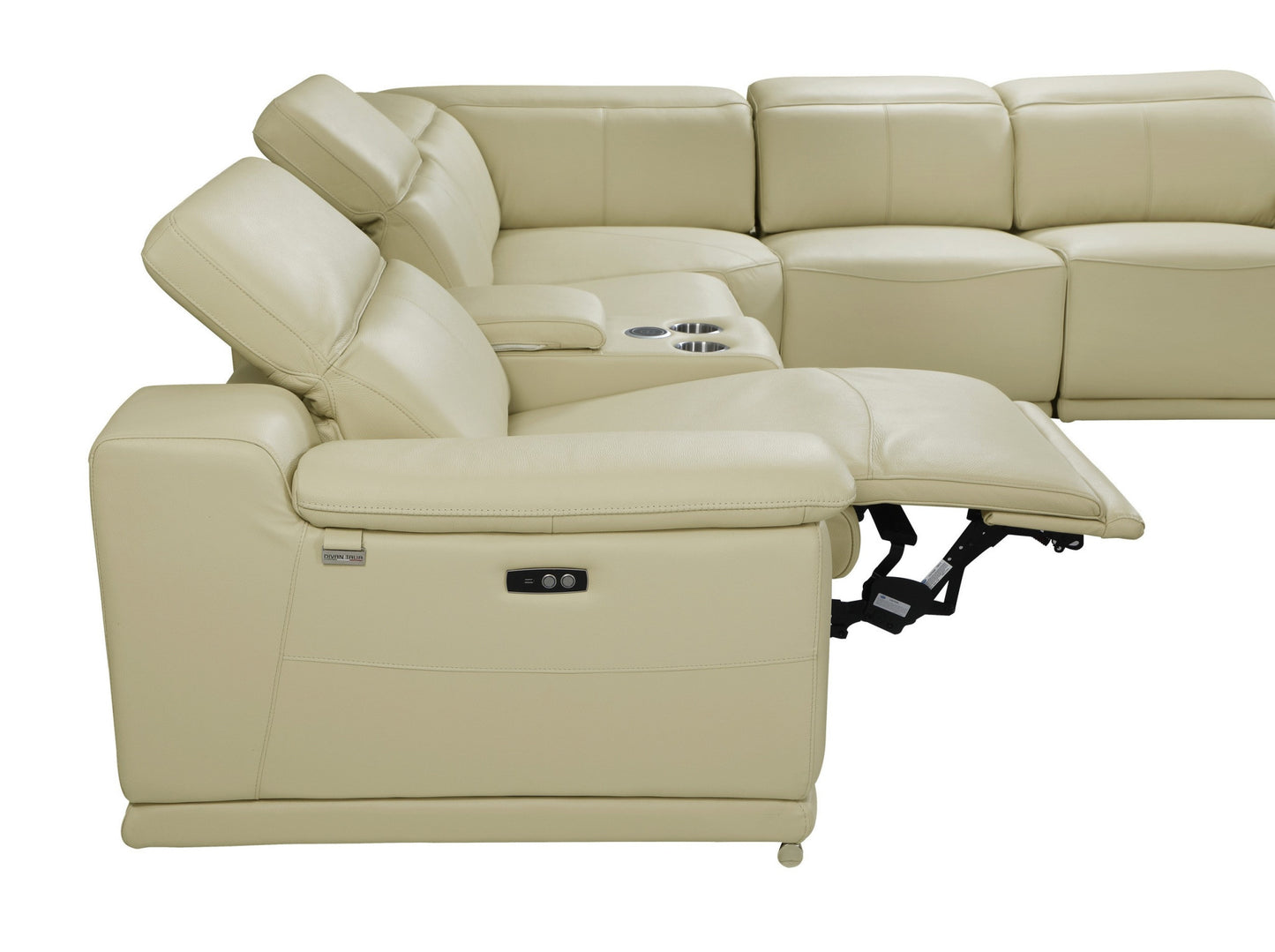 Beige Italian Leather Power Reclining U Shaped Eight Piece Corner Sectional With Console By Homeroots | Outdoor Sofas, Loveseats & Sectionals | Modishstore - 6
