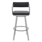 Gray And Silver Iron Swivel Low Back Bar Height Bar Chair By Homeroots | Bar Stools | Modishstore - 8