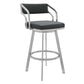 Gray And Silver Iron Swivel Low Back Bar Height Bar Chair By Homeroots | Bar Stools | Modishstore - 1