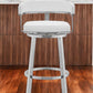 White and Silver Faux Leather Stainless Steel Low Back Bar Height Swivel Bar Chair By Homeroots | Bar Stools | Modishstore - 1