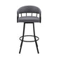 Slate Gray And Black Faux Leather And Iron Swivel Low Back Bar Height Bar Chair By Homeroots | Bar Stools | Modishstore - 7