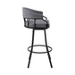 Slate Gray And Black Faux Leather And Iron Swivel Low Back Bar Height Bar Chair By Homeroots | Bar Stools | Modishstore - 2