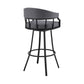 Slate Gray And Black Faux Leather And Iron Swivel Low Back Bar Height Bar Chair By Homeroots | Bar Stools | Modishstore - 3