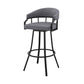 Slate Gray And Black Faux Leather And Iron Swivel Low Back Bar Height Bar Chair By Homeroots | Bar Stools | Modishstore - 8