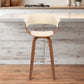 Cream And Brown Faux Leather And Solid Wood Swivel Low Back Bar Height Bar Chair By Homeroots | Bar Stools | Modishstore - 1