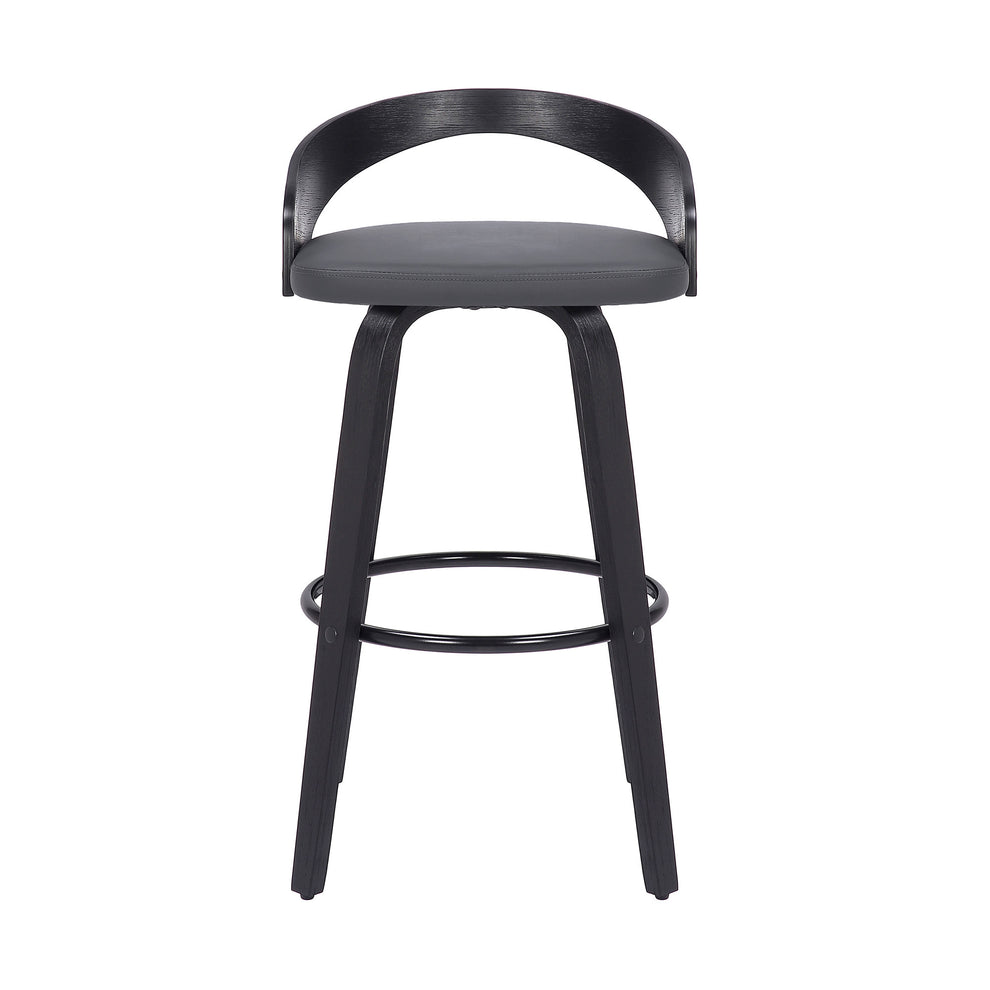 Gray And Black Faux Leather And Iron Swivel Low Back Counter Height Bar Chair By Homeroots | Bar Stools | Modishstore - 6