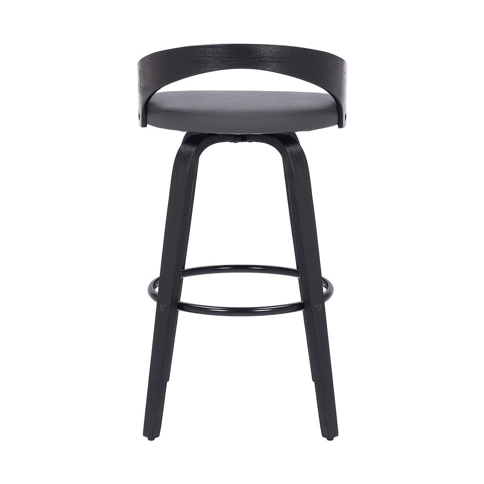 Gray And Black Faux Leather And Iron Swivel Low Back Counter Height Bar Chair By Homeroots | Bar Stools | Modishstore - 4