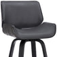 Gray And Black Faux Leather And Iron Swivel Counter Height Bar Chair By Homeroots | Bar Stools | Modishstore - 2