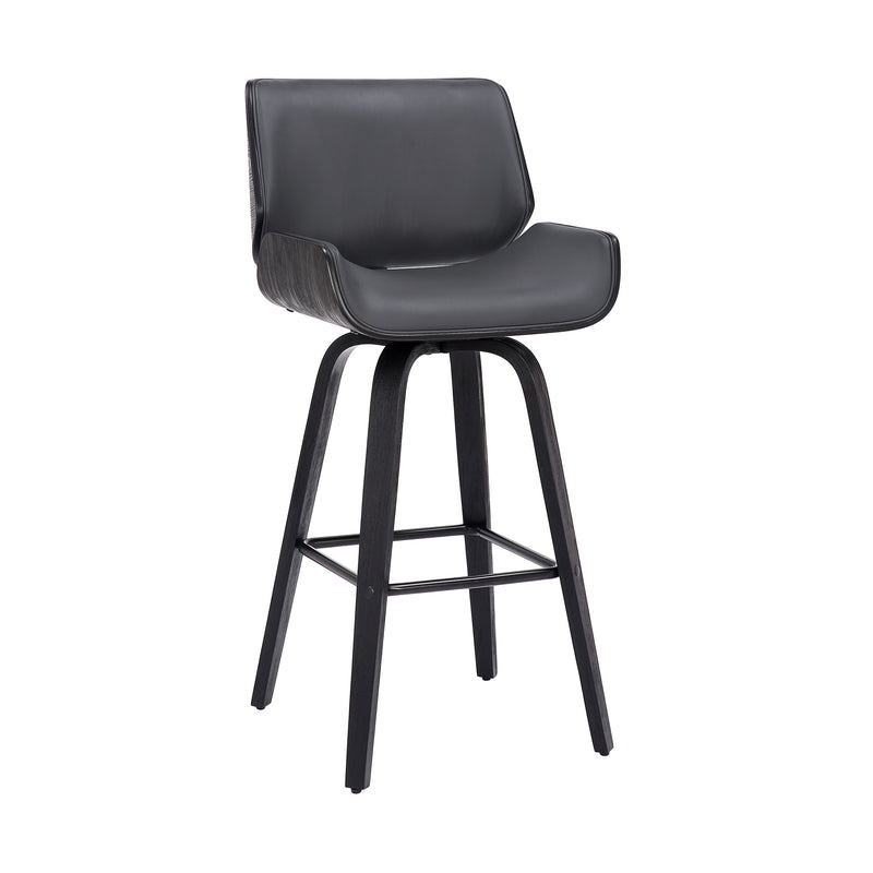 Gray And Black Faux Leather And Iron Swivel Counter Height Bar Chair By Homeroots | Bar Stools | Modishstore - 1