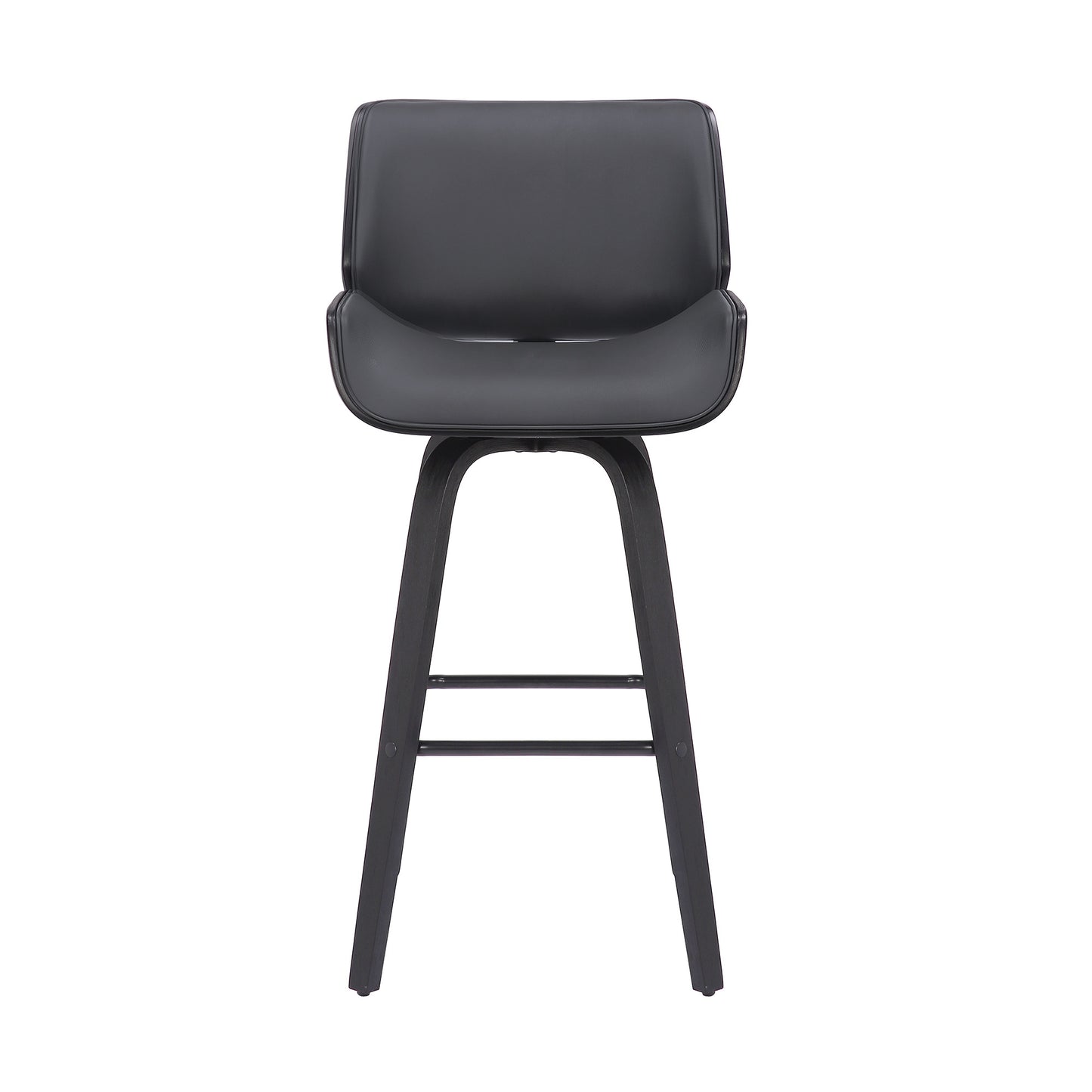 Gray And Black Faux Leather And Iron Swivel Counter Height Bar Chair By Homeroots | Bar Stools | Modishstore - 6