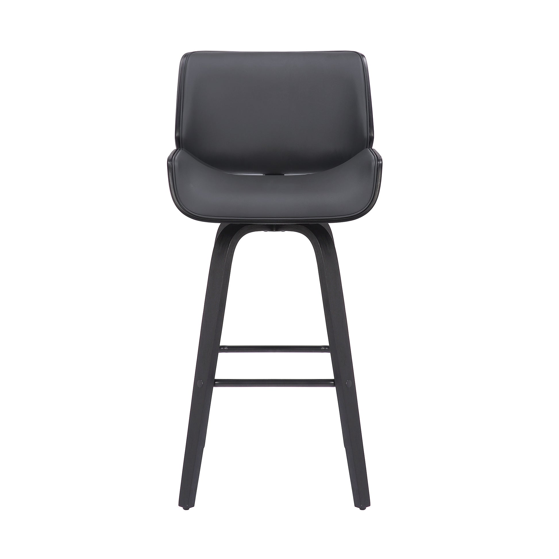 Gray And Black Faux Leather And Iron Swivel Counter Height Bar Chair By Homeroots | Bar Stools | Modishstore - 6